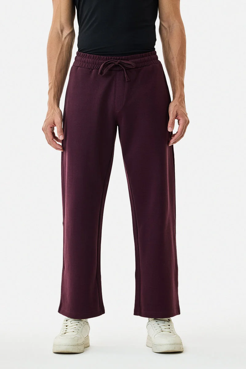 SNITCH Maroon Core Lab Knit Wide Leg Pants for Men | Best Price UAE